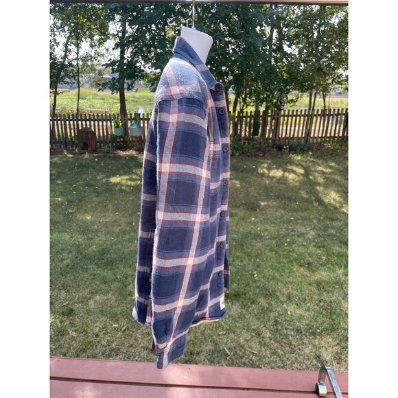 Wrangler Men Sherpa Lined Plaid Shirt Jacket S Cotton Polyester Blue Red Vintage - Picture 7 of 7